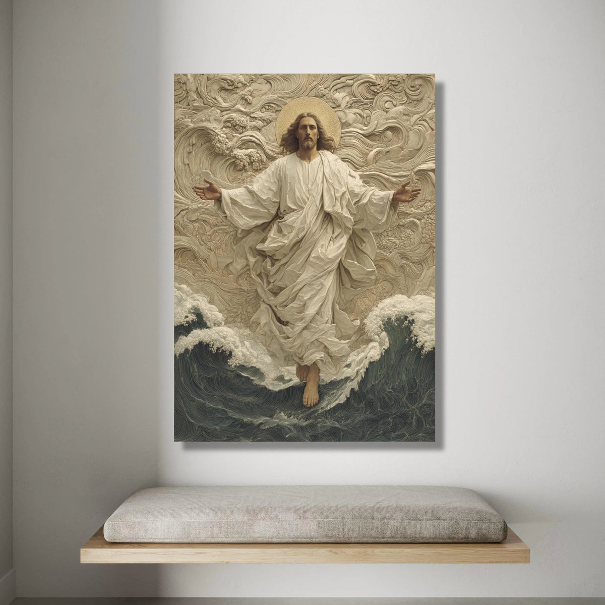 Jesus Walking on Water Canvas Wall Art, Spiritual Religious Canvas, Christian Faith Art, Inspirational Wall Decor, Divine Canvas Print Art