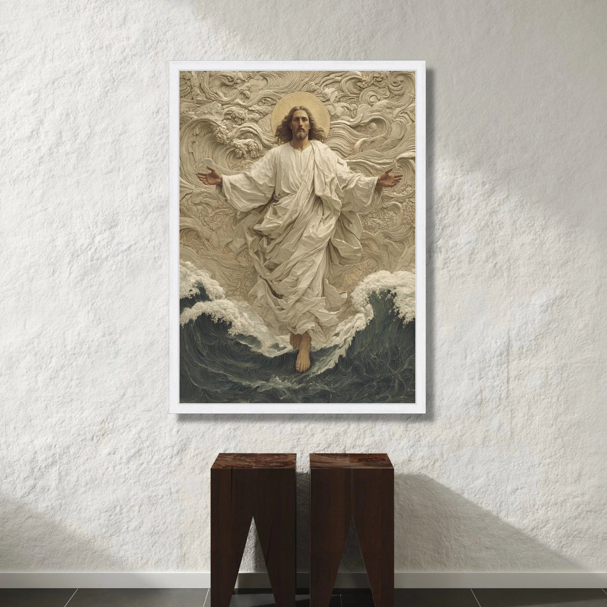 Jesus Walking on Water Canvas Wall Art, Spiritual Religious Canvas, Christian Faith Art, Inspirational Wall Decor, Divine Canvas Print Art