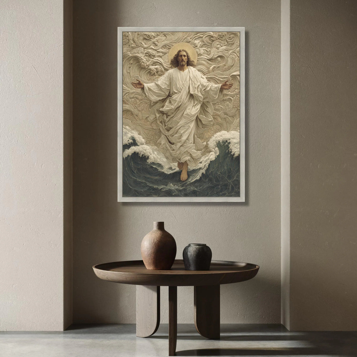 Jesus Walking on Water Canvas Wall Art, Spiritual Religious Canvas, Christian Faith Art, Inspirational Wall Decor, Divine Canvas Print Art