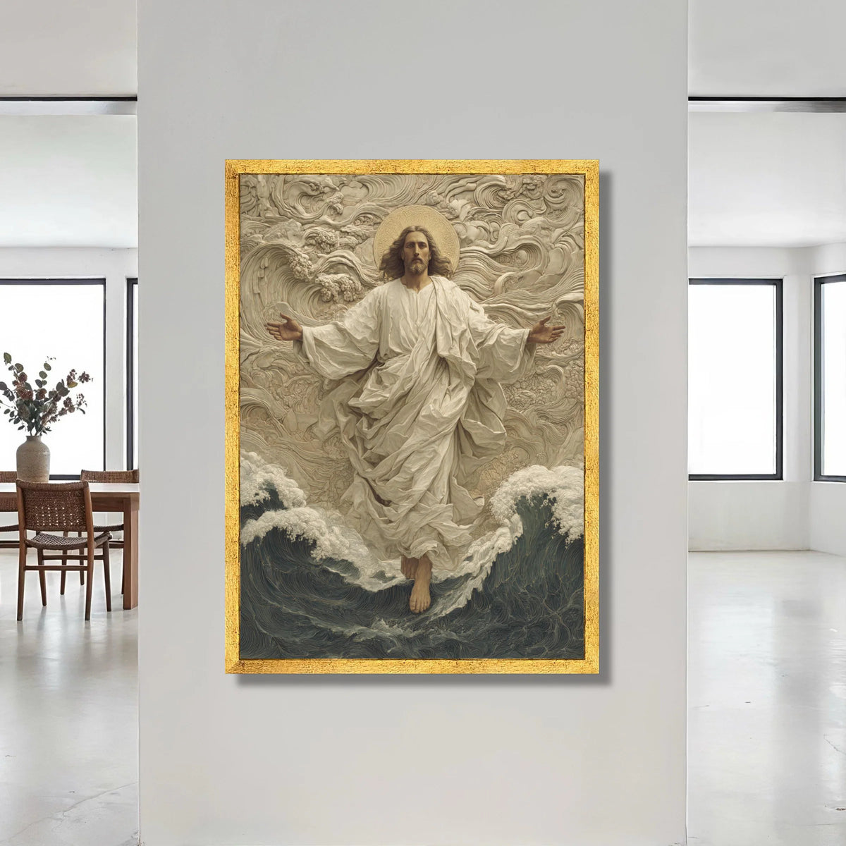 Jesus Walking on Water Canvas Wall Art, Spiritual Religious Canvas, Christian Faith Art, Inspirational Wall Decor, Divine Canvas Print Art