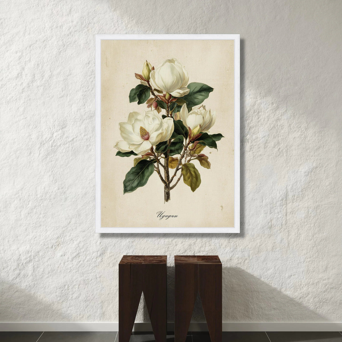 Magnolia Flower Illustration Canvas, Vintage Botanical Wall Art, Floral Canvas Print, White Bloom Decor, Nature Plant Canvas Print Art