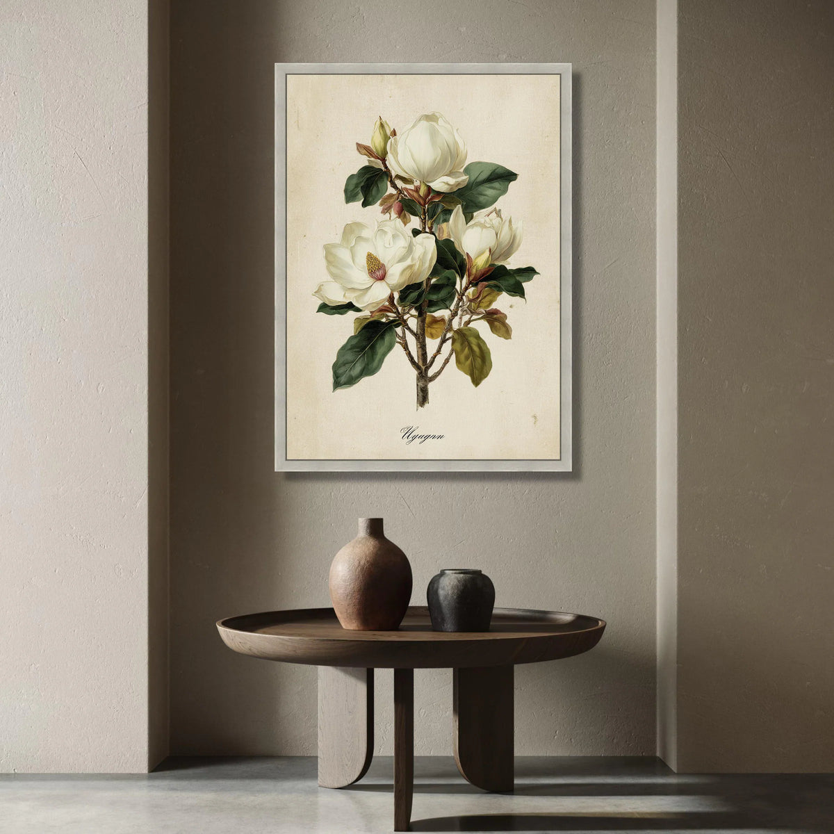 Magnolia Flower Illustration Canvas, Vintage Botanical Wall Art, Floral Canvas Print, White Bloom Decor, Nature Plant Canvas Print Art