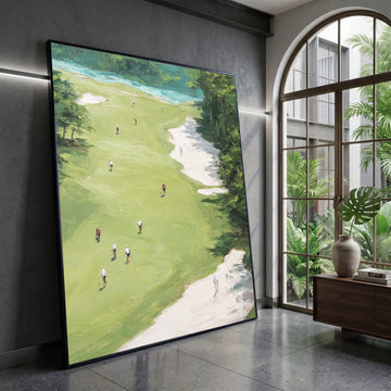 Golf Course Landscape Canvas Wall Art, Green Fairway Scene, Outdoor Sports Painting, Nature Recreation Canvas, Home Canvas Print Art