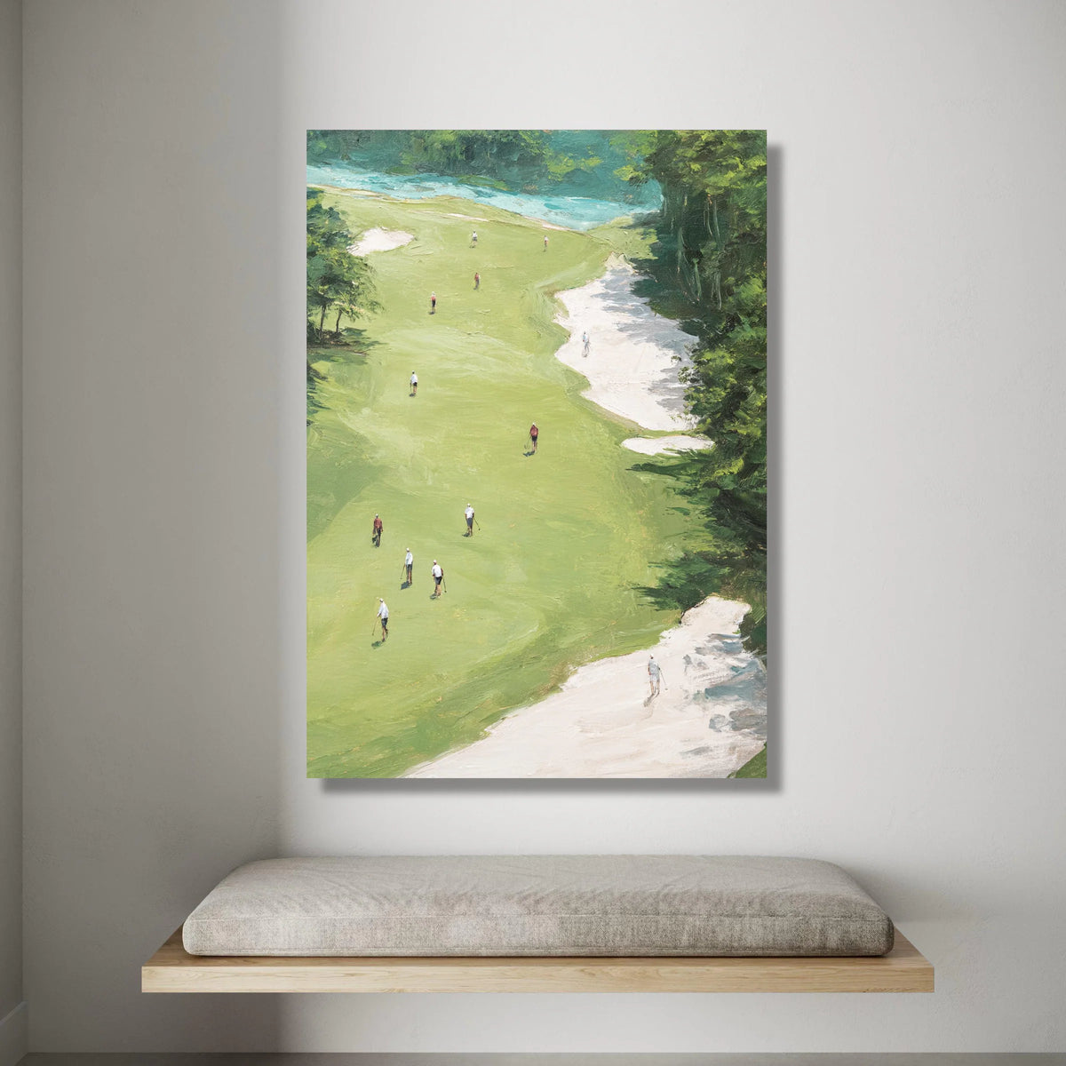 Golf Course Landscape Canvas Wall Art, Green Fairway Scene, Outdoor Sports Painting, Nature Recreation Canvas, Home Canvas Print Art