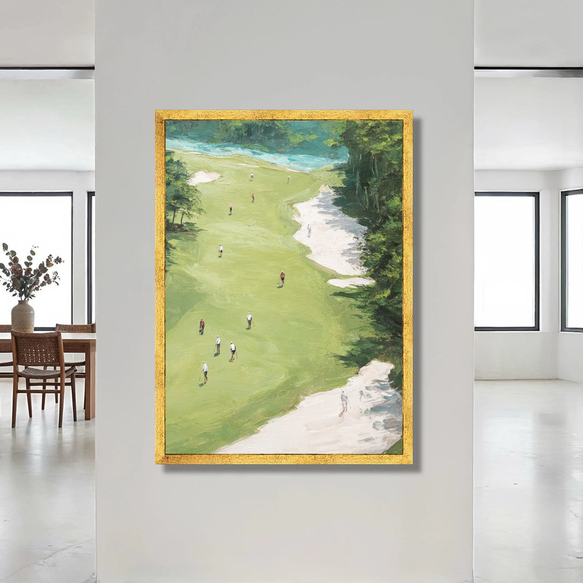 Golf Course Landscape Canvas Wall Art, Green Fairway Scene, Outdoor Sports Painting, Nature Recreation Canvas, Home Canvas Print Art