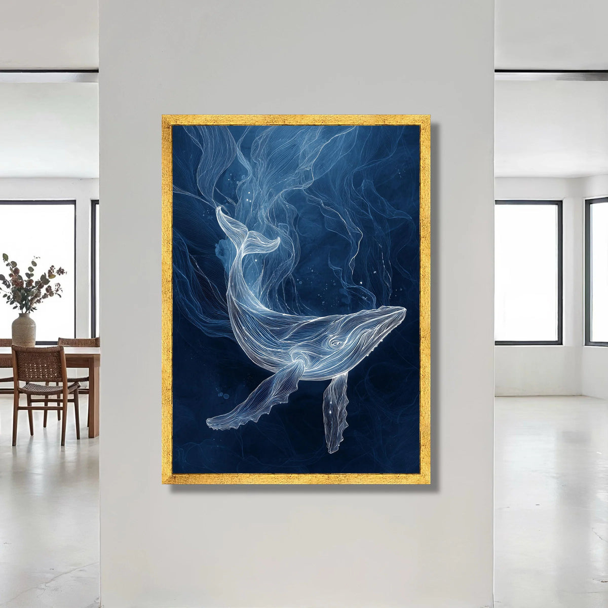 Ethereal White Whale Canvas, Ocean Life Wall Art, Marine Animal Illustration, Deep Sea Canvas, Nautical Home Decoration Canvas Print Art