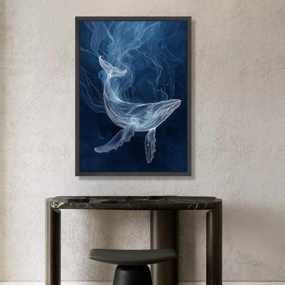 Ethereal White Whale Canvas, Ocean Life Wall Art, Marine Animal Illustration, Deep Sea Canvas, Nautical Home Decoration Canvas Print Art