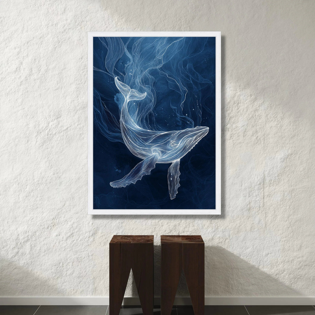 Ethereal White Whale Canvas, Ocean Life Wall Art, Marine Animal Illustration, Deep Sea Canvas, Nautical Home Decoration Canvas Print Art