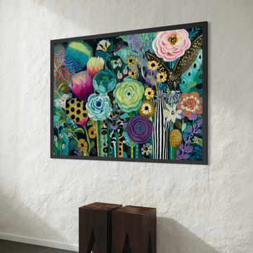 Colorful Floral Fantasy Canvas, Vibrant Garden Flowers Art, Abstract Botanical Canvas Wall Art, Nature Home Decoration Canvas Print Art
