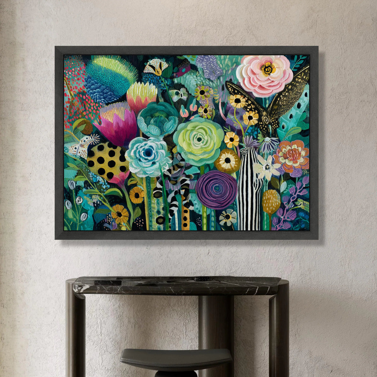Colorful Floral Fantasy Canvas, Vibrant Garden Flowers Art, Abstract Botanical Canvas Wall Art, Nature Home Decoration Canvas Print Art