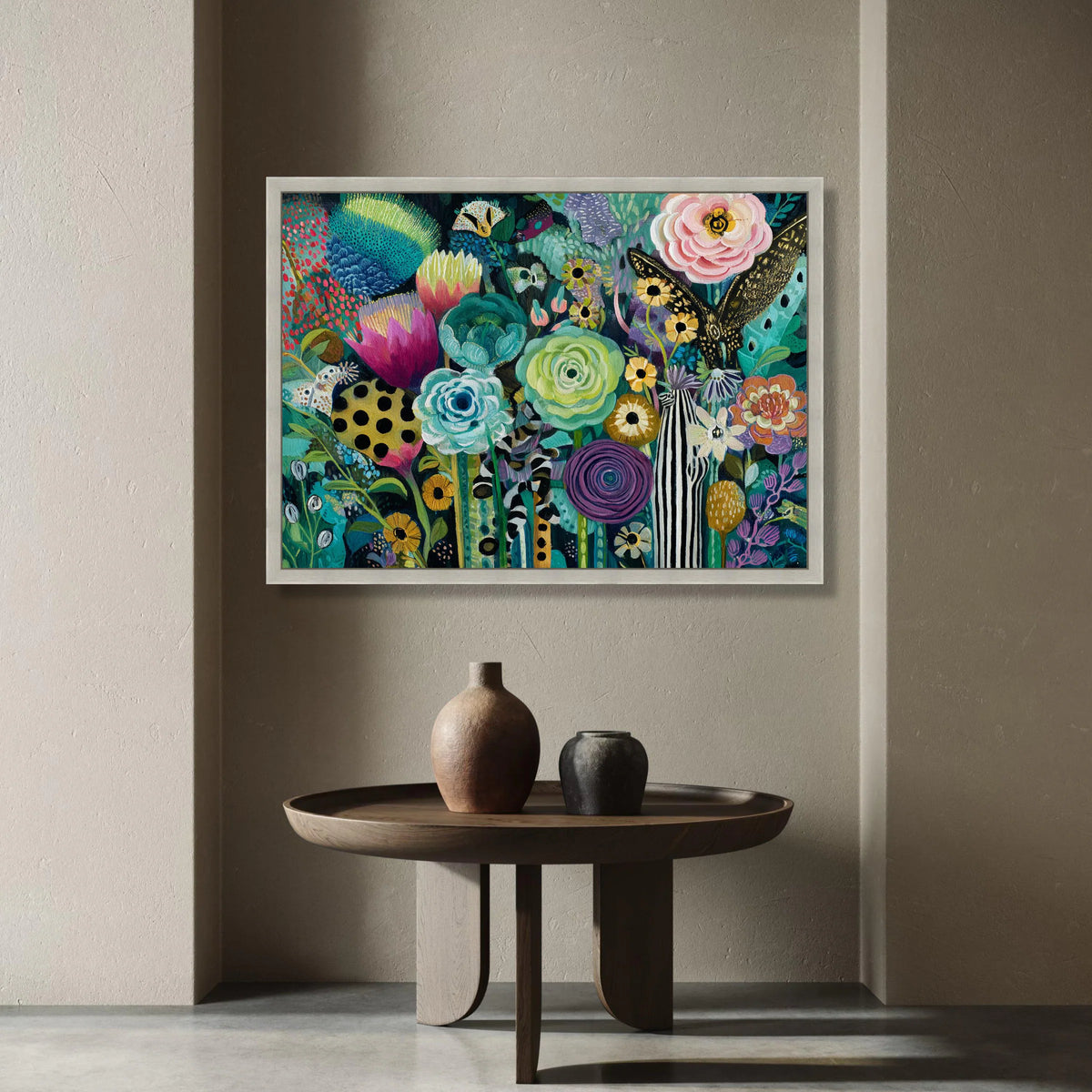 Colorful Floral Fantasy Canvas, Vibrant Garden Flowers Art, Abstract Botanical Canvas Wall Art, Nature Home Decoration Canvas Print Art