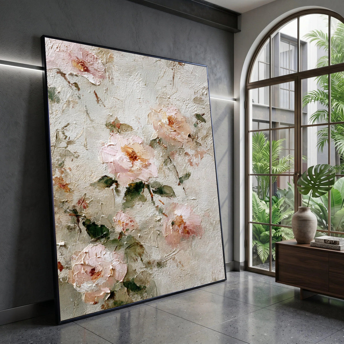 Soft Pastel Roses Canvas, Vintage Floral Wall Art, Romantic Flower Painting, Shabby Chic Home Decor, Elegant Botanical Canvas Print Art