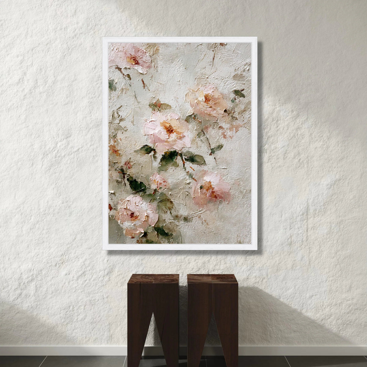 Soft Pastel Roses Canvas, Vintage Floral Wall Art, Romantic Flower Painting, Shabby Chic Home Decor, Elegant Botanical Canvas Print Art