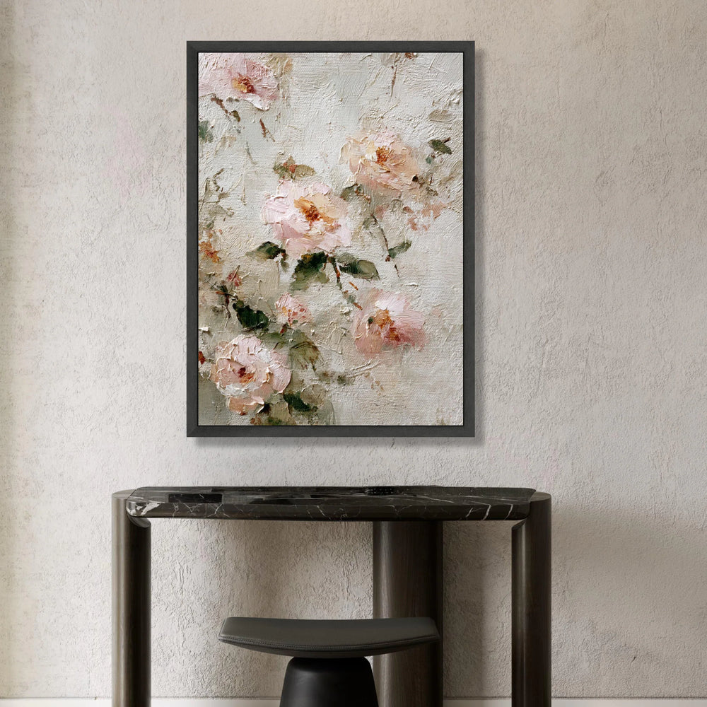 Soft Pastel Roses Canvas, Vintage Floral Wall Art, Romantic Flower Painting, Shabby Chic Home Decor, Elegant Botanical Canvas Print Art