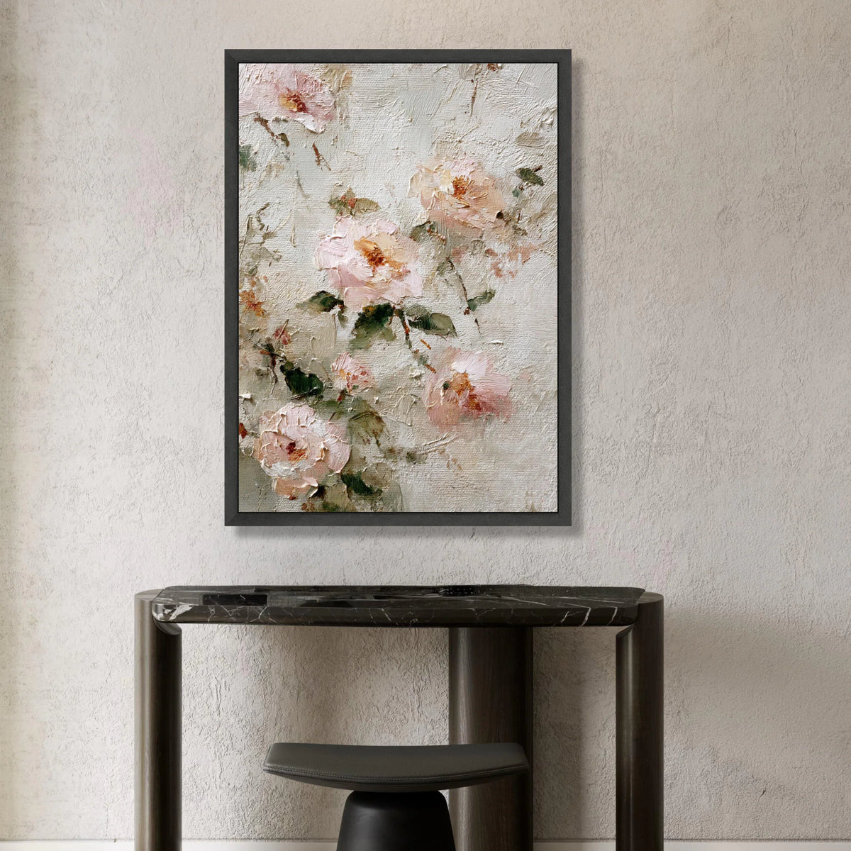 Soft Pastel Roses Canvas, Vintage Floral Wall Art, Romantic Flower Painting, Shabby Chic Home Decor, Elegant Botanical Canvas Print Art