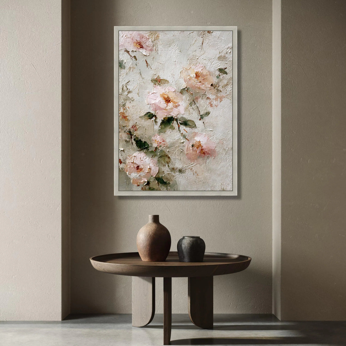 Soft Pastel Roses Canvas, Vintage Floral Wall Art, Romantic Flower Painting, Shabby Chic Home Decor, Elegant Botanical Canvas Print Art