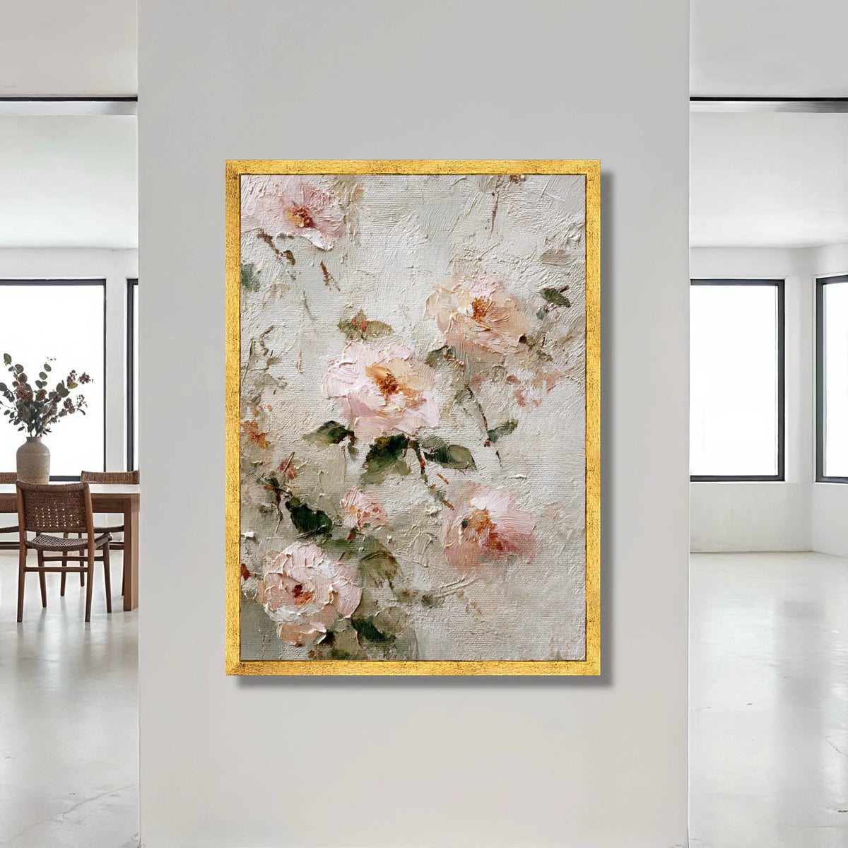 Soft Pastel Roses Canvas, Vintage Floral Wall Art, Romantic Flower Painting, Shabby Chic Home Decor, Elegant Botanical Canvas Print Art