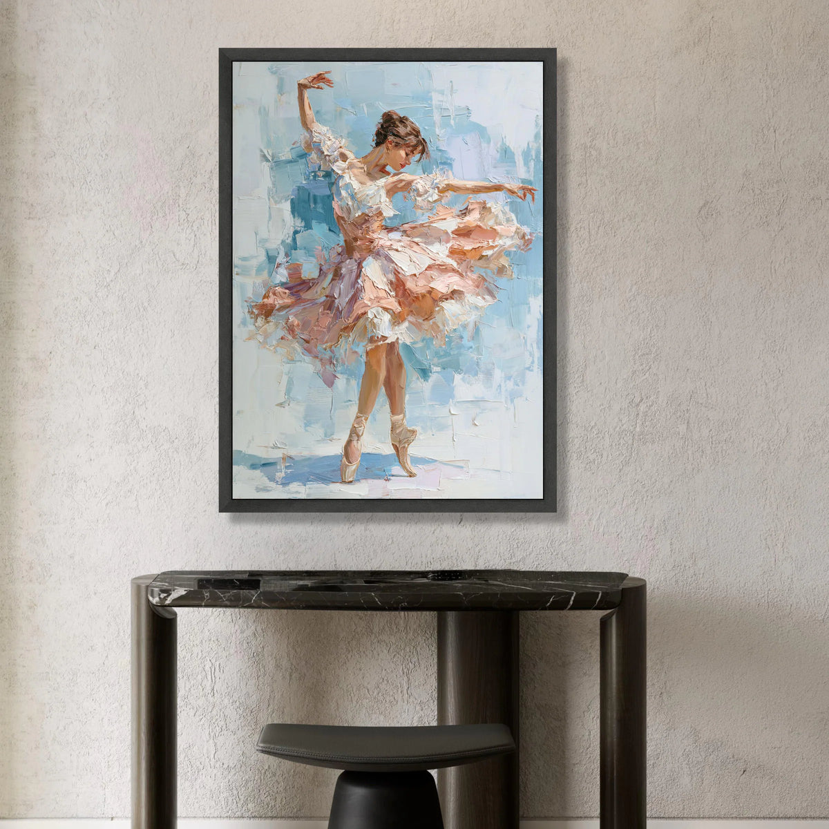Elegant Ballet Dancer Painting, Graceful Dance Canvas Wall Art, Pink Tutu Ballet Art, Female Dancer Home Decor, Modern Canvas Print Art