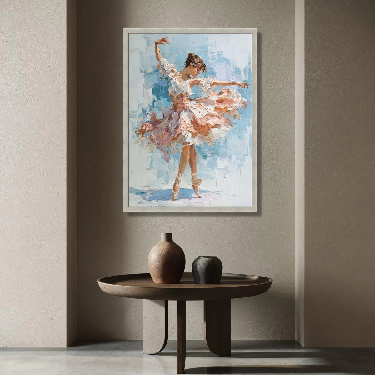 Elegant Ballet Dancer Painting, Graceful Dance Canvas Wall Art, Pink Tutu Ballet Art, Female Dancer Home Decor, Modern Canvas Print Art