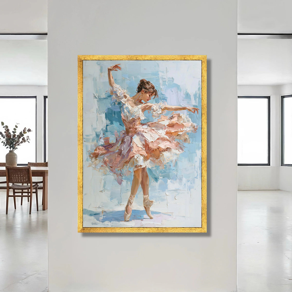 Elegant Ballet Dancer Painting, Graceful Dance Canvas Wall Art, Pink Tutu Ballet Art, Female Dancer Home Decor, Modern Canvas Print Art