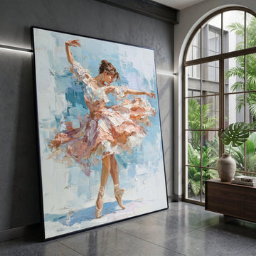 Elegant Ballet Dancer Painting, Graceful Dance Canvas Wall Art, Pink Tutu Ballet Art, Female Dancer Home Decor, Modern Canvas Print Art