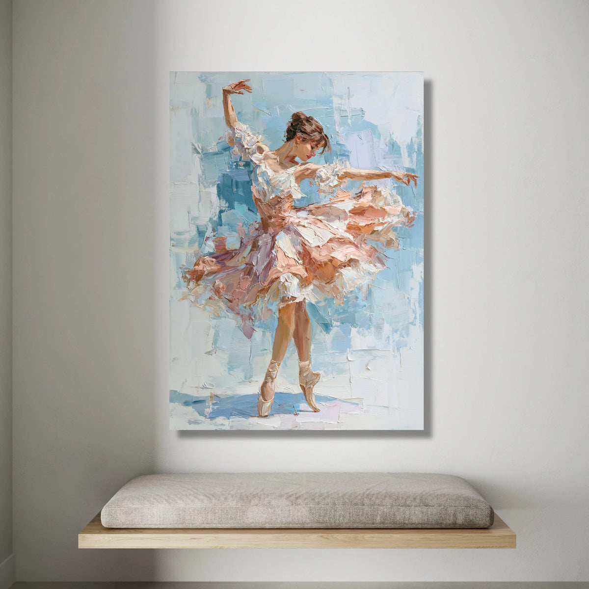 Elegant Ballet Dancer Painting, Graceful Dance Canvas Wall Art, Pink Tutu Ballet Art, Female Dancer Home Decor, Modern Canvas Print Art