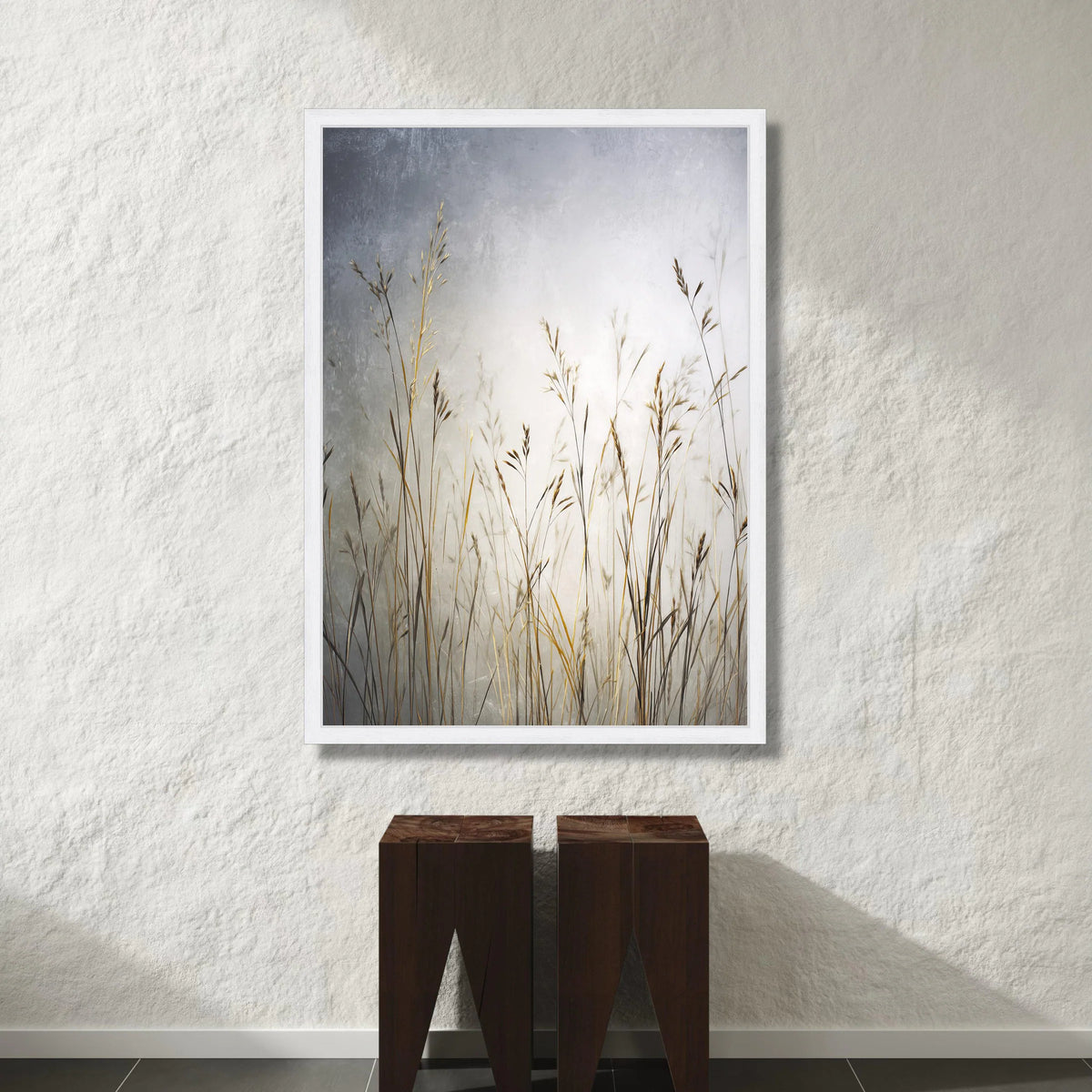 Golden Meadow Grass Canvas, Soft Focus Botanical Wall Art, Nature Silhouettes Canvas, Minimalist Plant Decor, Calm Home Canvas Print Art