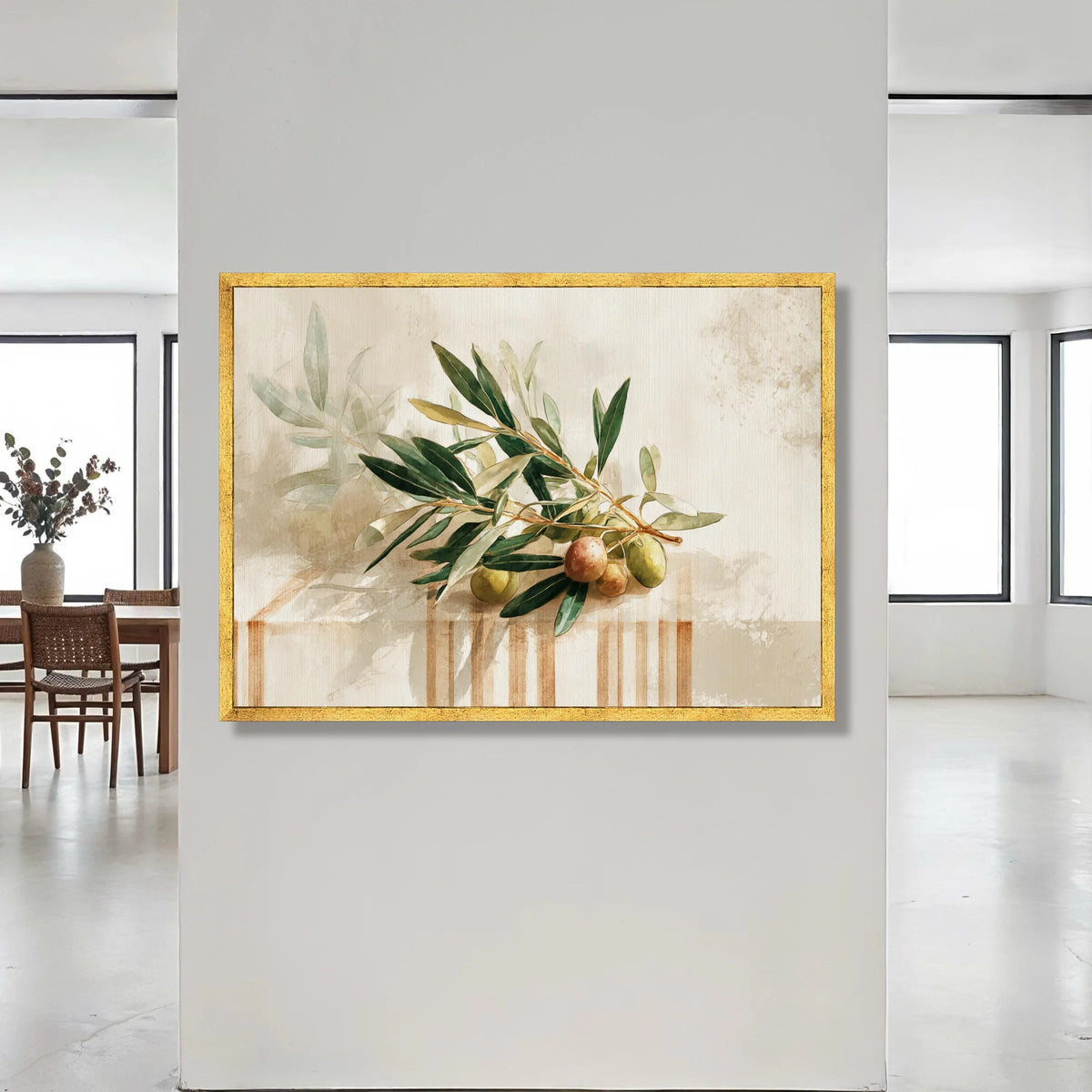 Olive Branch Canvas Wall Art, Botanical Print Canvas, Nature Home Decor, Rustic Kitchen Wall Decoration, Greenery Canvas Canvas Print Art
