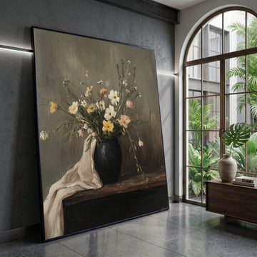 Elegant Wildflower Bouquet Canvas, Rustic Floral Wall Art, Vintage Style Home Décor, Botanical Canvas Print, Ready to Hang Canvas Print Art