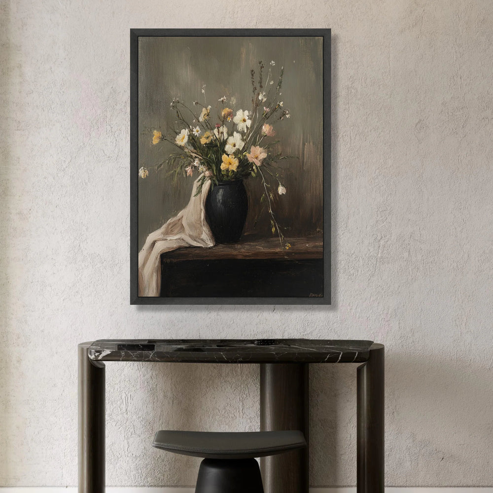Elegant Wildflower Bouquet Canvas, Rustic Floral Wall Art, Vintage Style Home Décor, Botanical Canvas Print, Ready to Hang Canvas Print Art