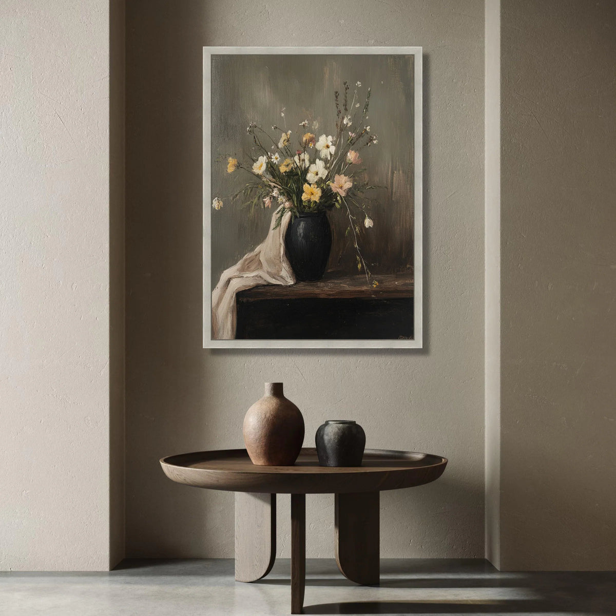 Elegant Wildflower Bouquet Canvas, Rustic Floral Wall Art, Vintage Style Home Décor, Botanical Canvas Print, Ready to Hang Canvas Print Art