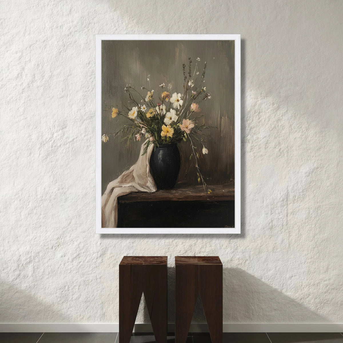 Elegant Wildflower Bouquet Canvas, Rustic Floral Wall Art, Vintage Style Home Décor, Botanical Canvas Print, Ready to Hang Canvas Print Art
