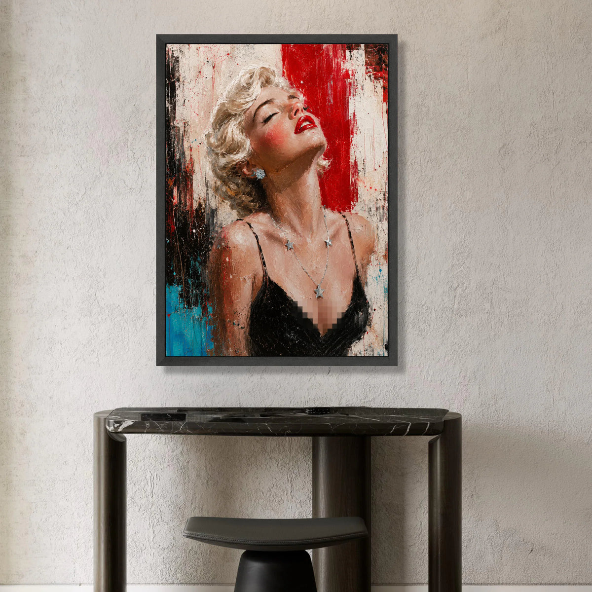 Glamorous Woman Portrait Canvas, Retro Style Wall Art, Fashion Illustration Canvas, Red Lipstick Artwork, Modern Home Canvas Print Art