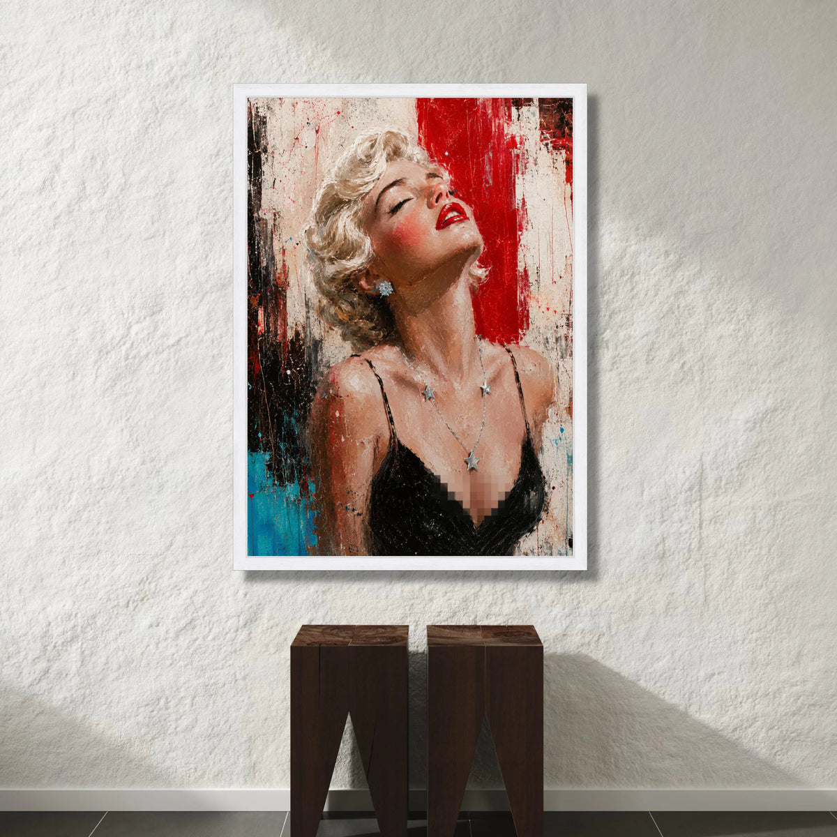 Glamorous Woman Portrait Canvas, Retro Style Wall Art, Fashion Illustration Canvas, Red Lipstick Artwork, Modern Home Canvas Print Art
