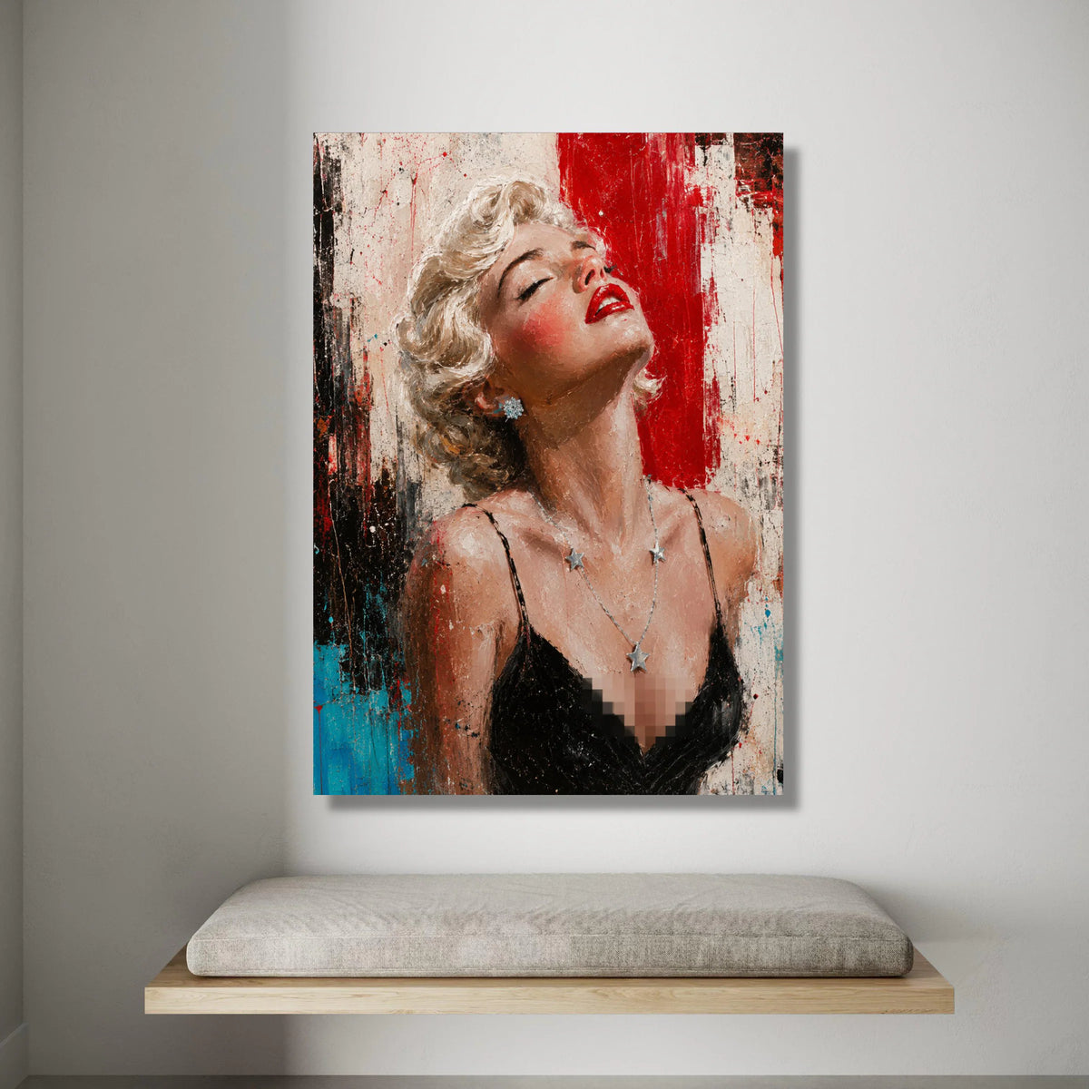 Glamorous Woman Portrait Canvas, Retro Style Wall Art, Fashion Illustration Canvas, Red Lipstick Artwork, Modern Home Canvas Print Art