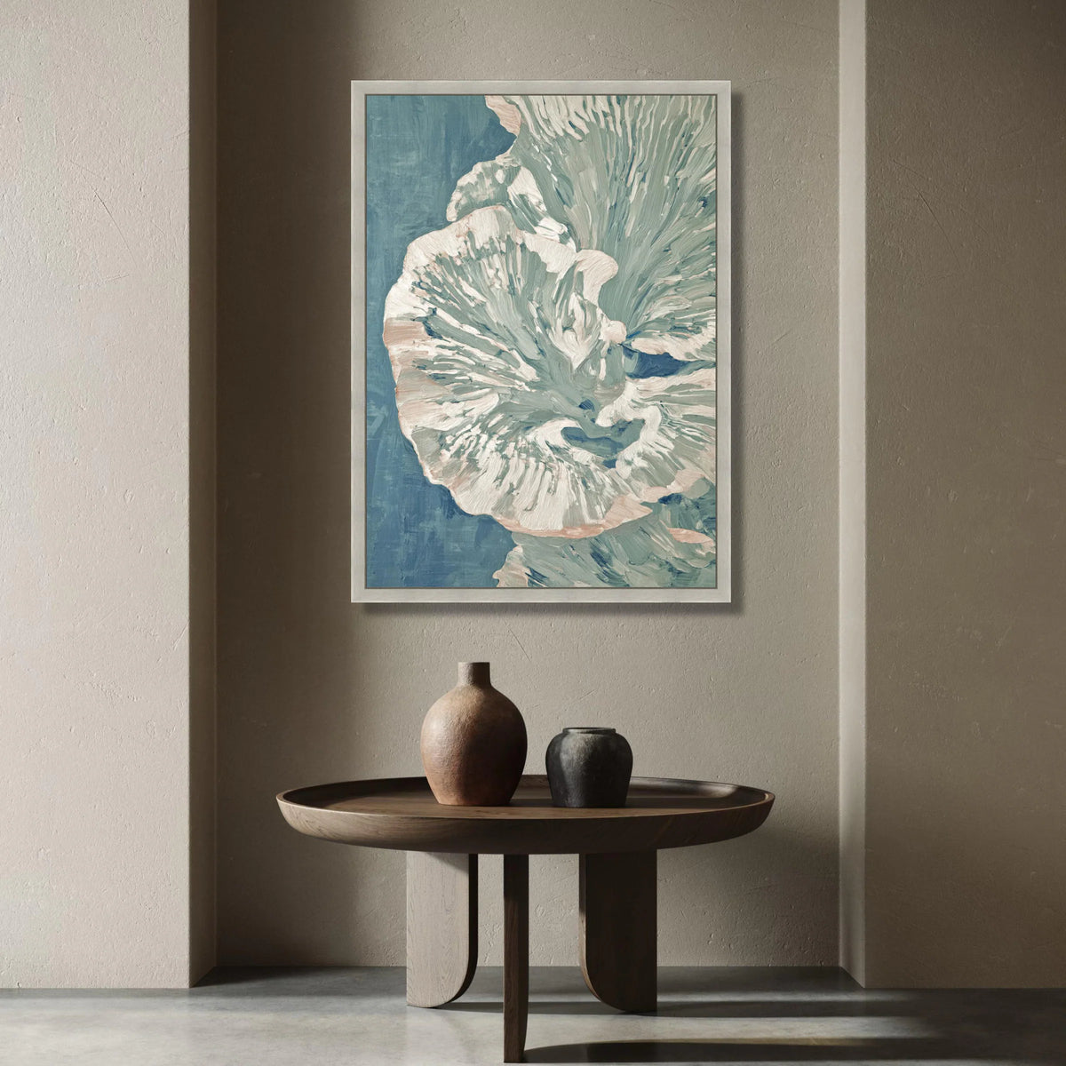 Elegant Pale Blue Floral Canvas, Abstract Flower Wall Art, Soft Pastel Botanical Canvas, Modern Home Decoration, Ready to Canvas Print Art