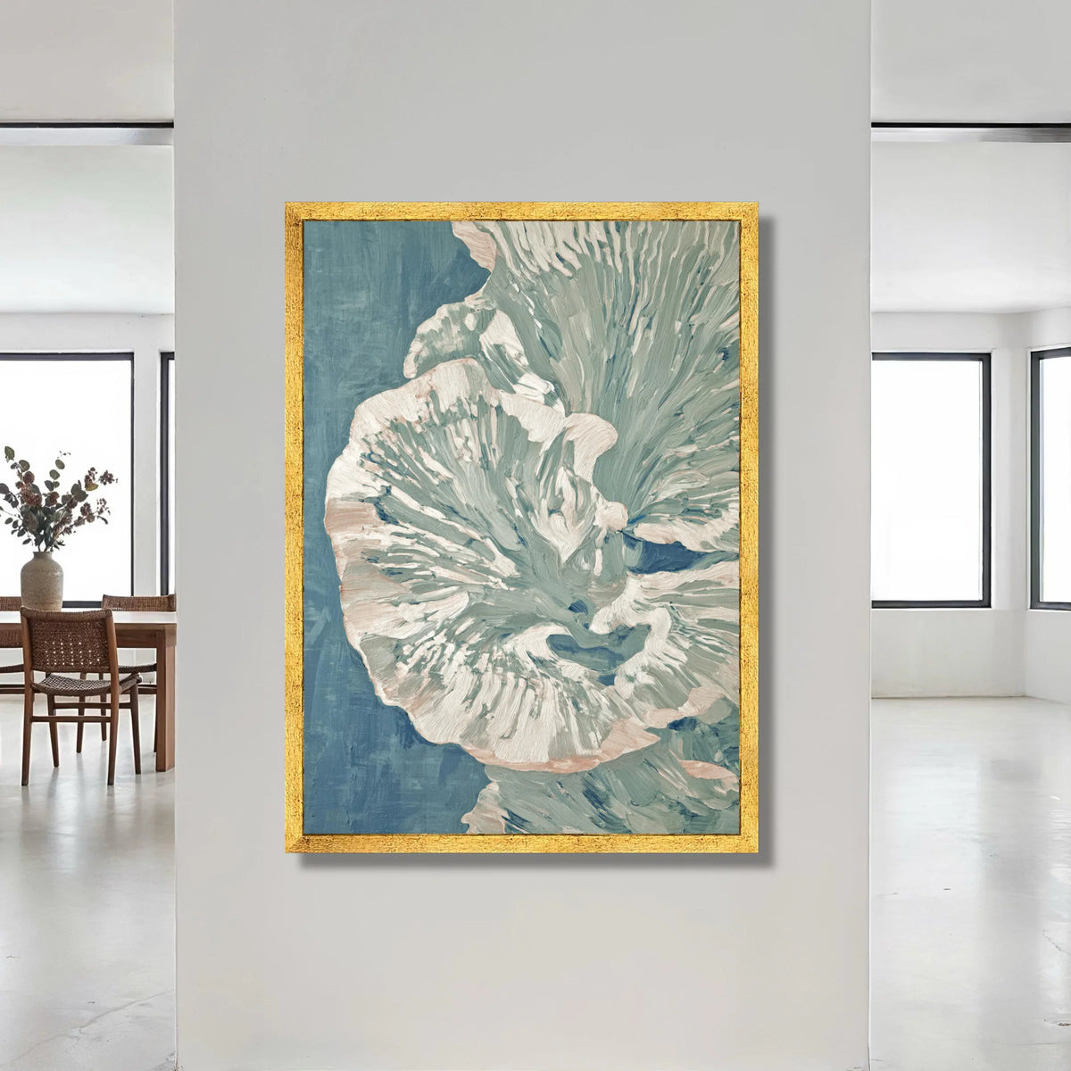 Elegant Pale Blue Floral Canvas, Abstract Flower Wall Art, Soft Pastel Botanical Canvas, Modern Home Decoration, Ready to Canvas Print Art