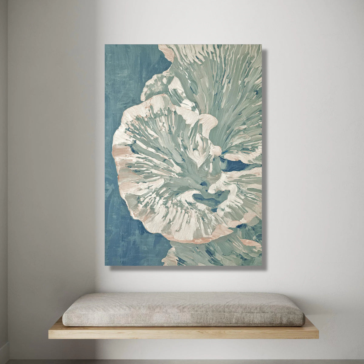 Elegant Pale Blue Floral Canvas, Abstract Flower Wall Art, Soft Pastel Botanical Canvas, Modern Home Decoration, Ready to Canvas Print Art