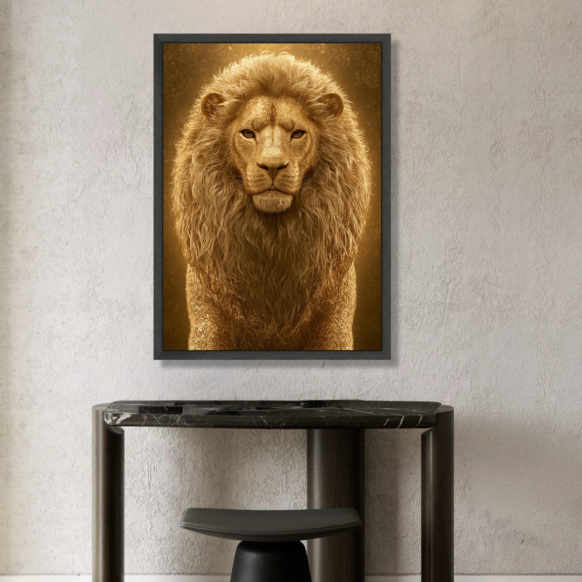 Majestic Lion Portrait Canvas, Golden Wildlife Wall Art, Regal Animal Illustration, Safari Home Decor, Ready to Hang Canvas Canvas Print Art