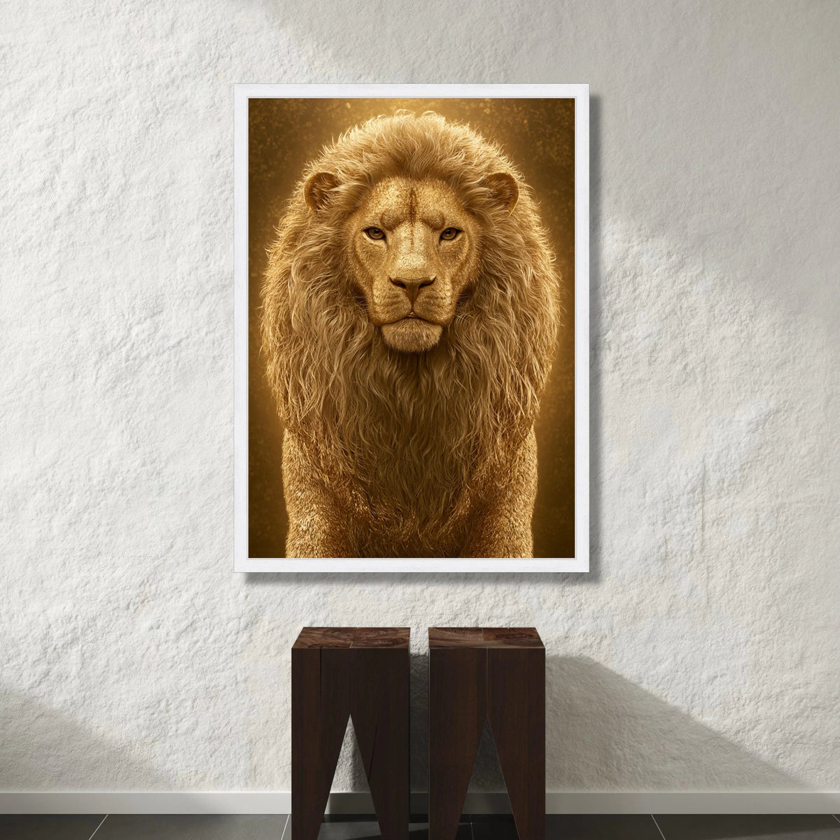 Majestic Lion Portrait Canvas, Golden Wildlife Wall Art, Regal Animal Illustration, Safari Home Decor, Ready to Hang Canvas Canvas Print Art