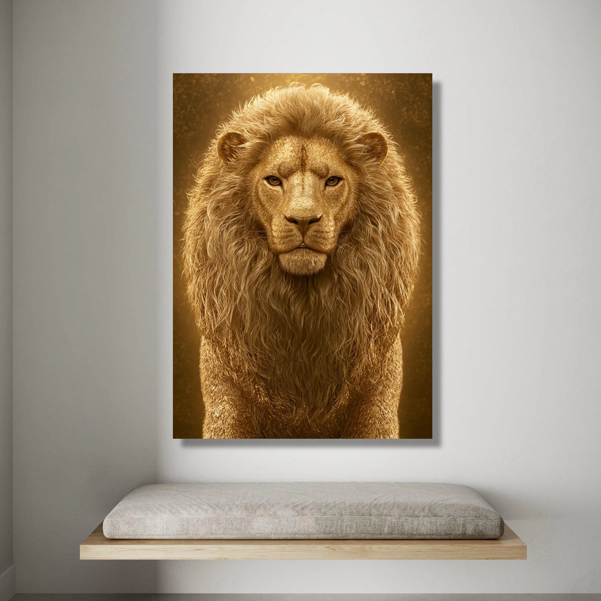 Majestic Lion Portrait Canvas, Golden Wildlife Wall Art, Regal Animal Illustration, Safari Home Decor, Ready to Hang Canvas Canvas Print Art