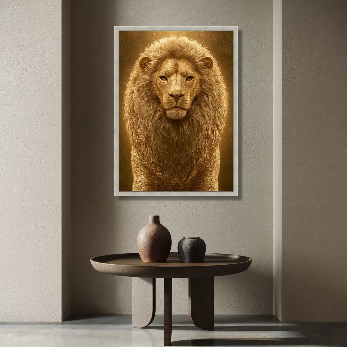 Majestic Lion Portrait Canvas, Golden Wildlife Wall Art, Regal Animal Illustration, Safari Home Decor, Ready to Hang Canvas Canvas Print Art