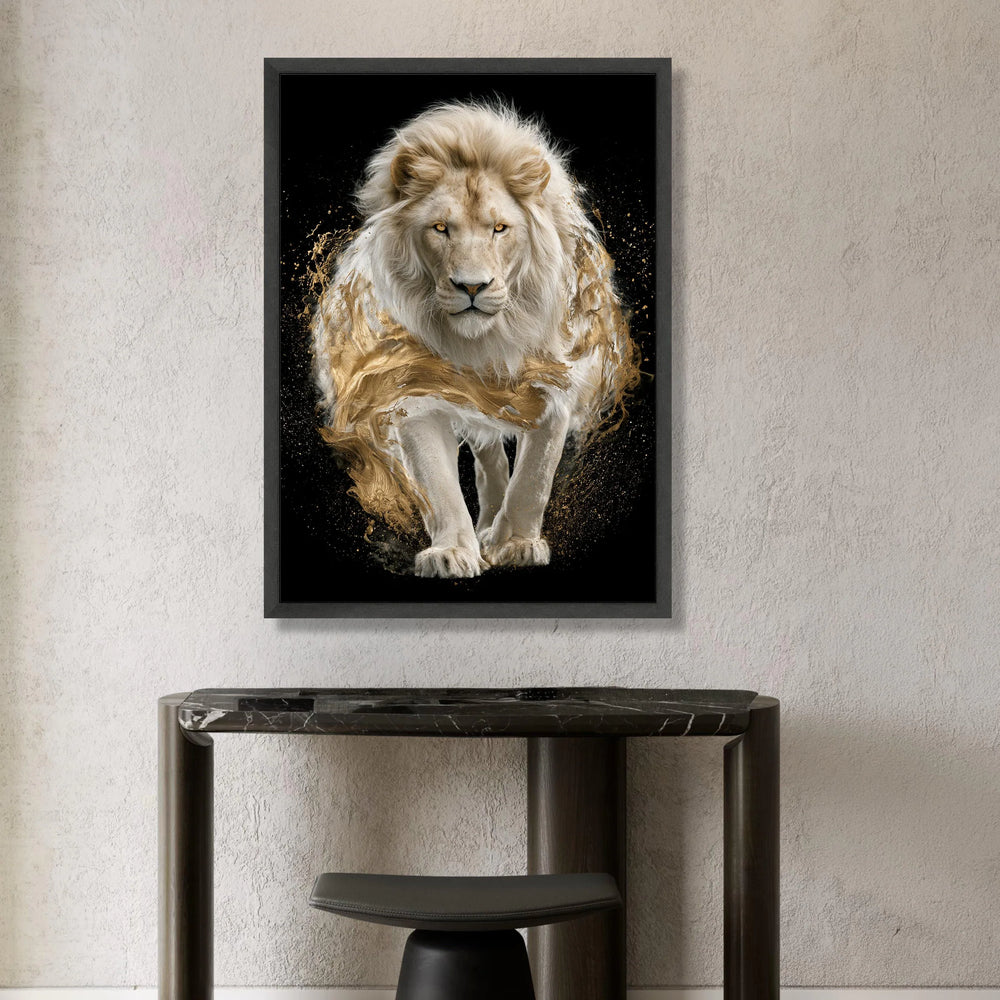 Majestic White Lion Canvas Wall Art, Powerful Wildlife Portrait, Elegant Animal Decor, Bold Safari Canvas, Ready to Hang Canvas Print Art