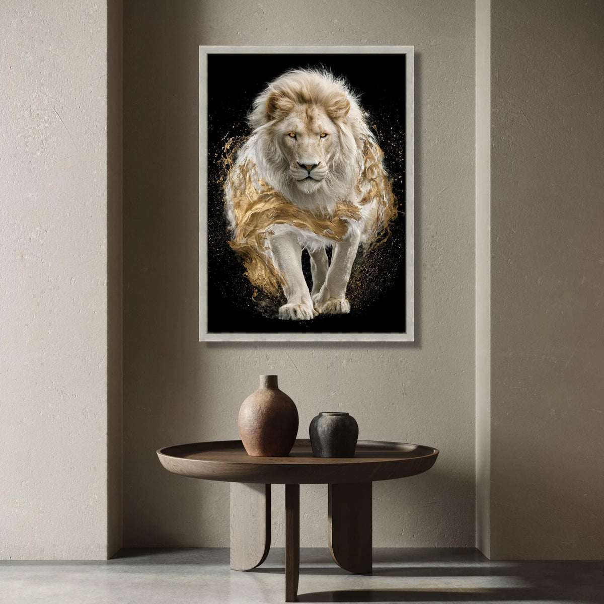 Majestic White Lion Canvas Wall Art, Powerful Wildlife Portrait, Elegant Animal Decor, Bold Safari Canvas, Ready to Hang Canvas Print Art