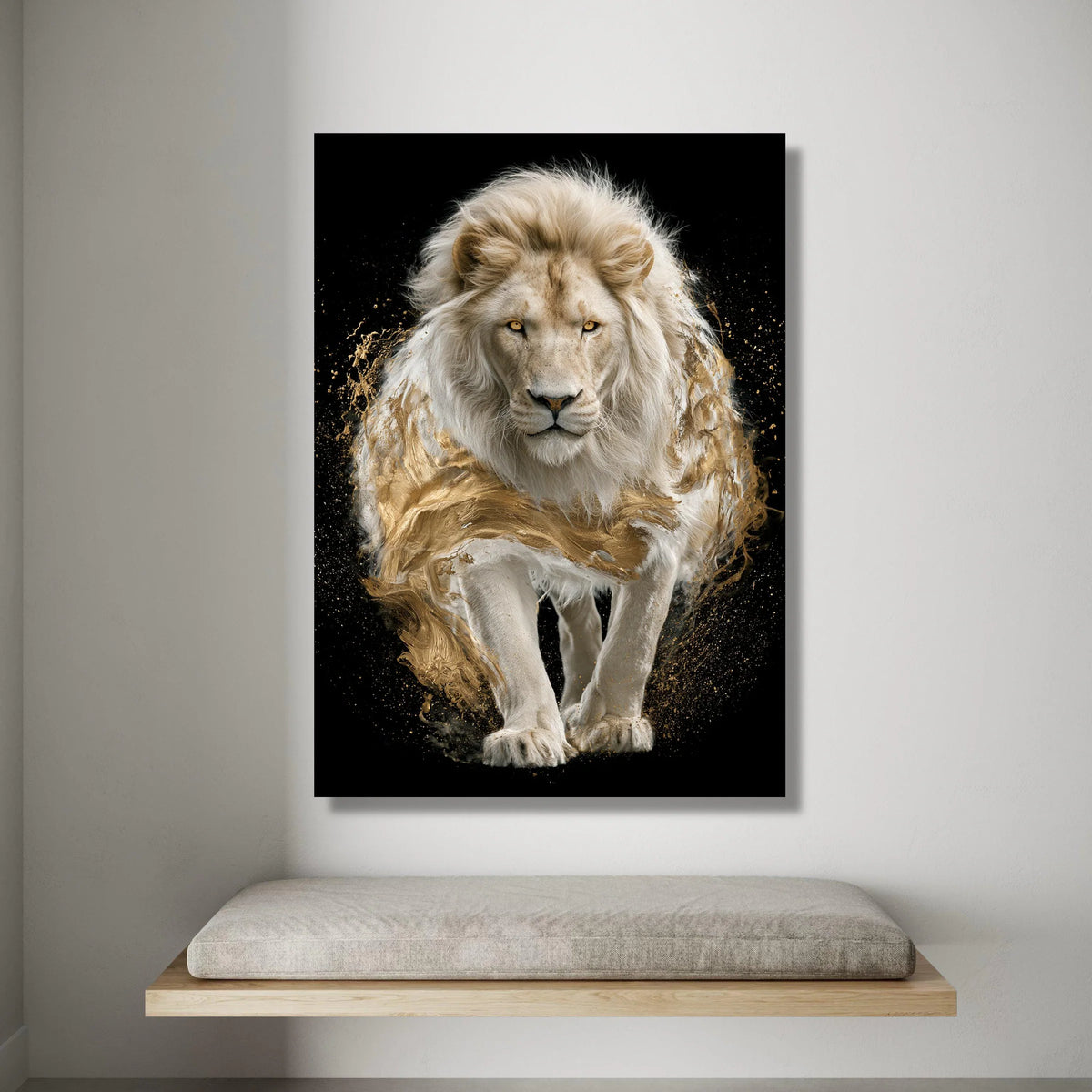 Majestic White Lion Canvas Wall Art, Powerful Wildlife Portrait, Elegant Animal Decor, Bold Safari Canvas, Ready to Hang Canvas Print Art