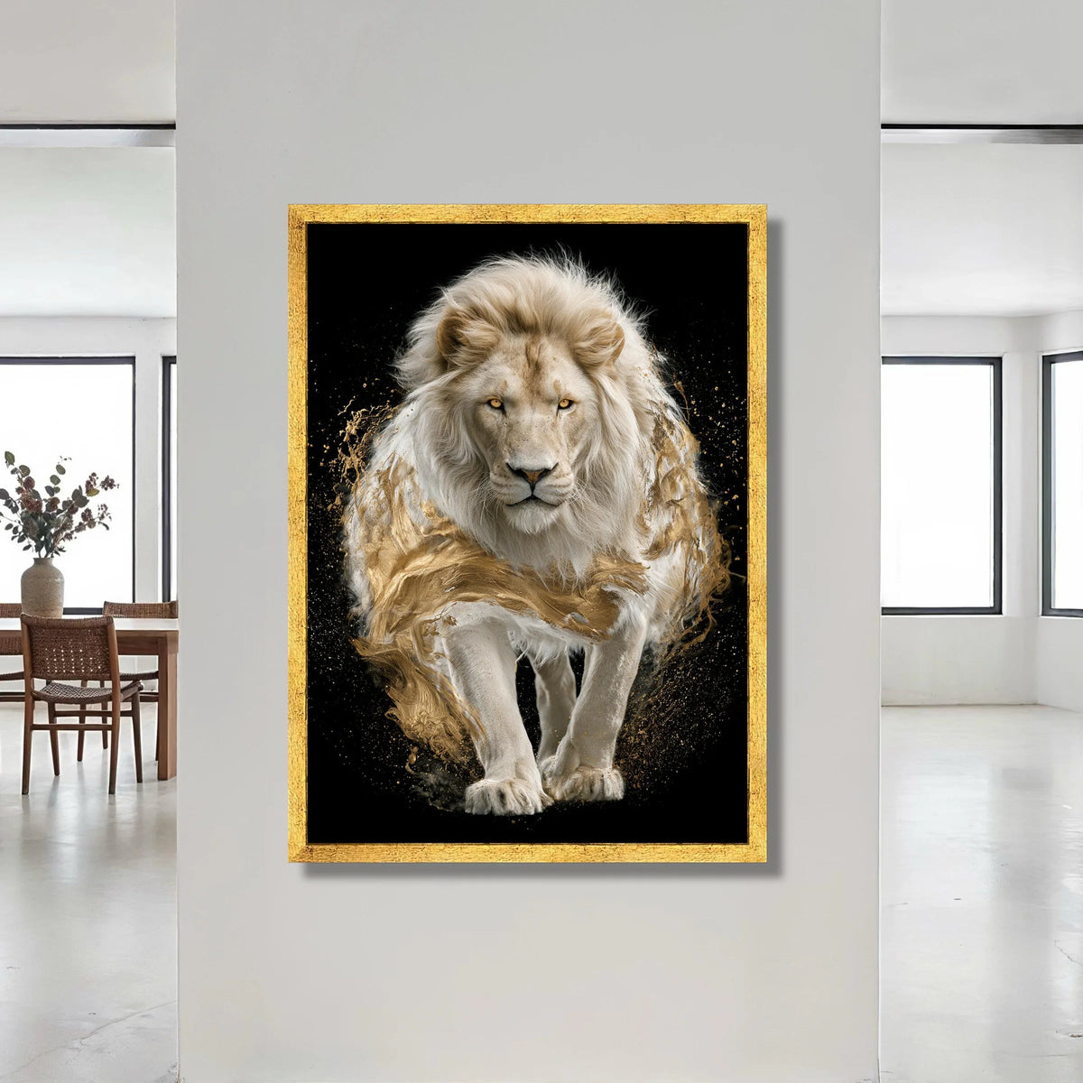 Majestic White Lion Canvas Wall Art, Powerful Wildlife Portrait, Elegant Animal Decor, Bold Safari Canvas, Ready to Hang Canvas Print Art