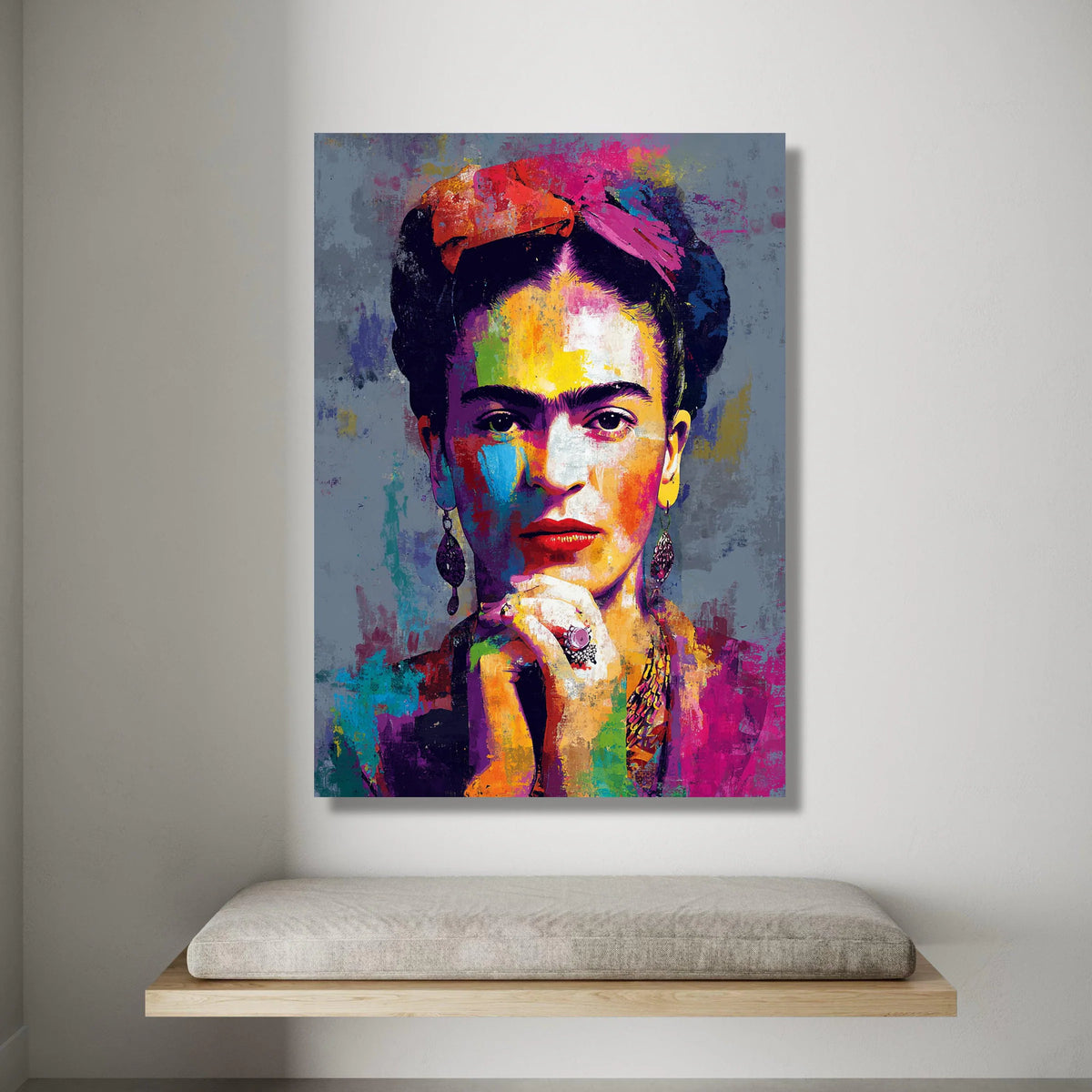 Vibrant Female Portrait Canvas, Colorful Wall Art, Abstract Face Painting, Bold Home Decoration, Statement Canvas Print Canvas Print Art