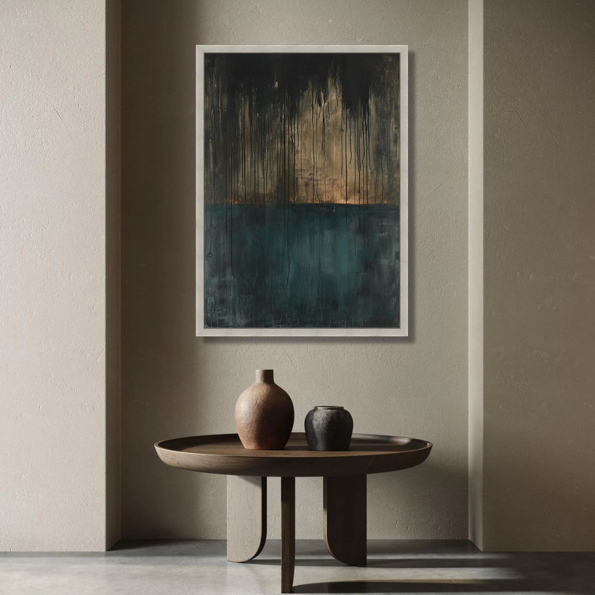 Moody Abstract Drip Canvas, Dark Gradient Wall Art, Modern Contemporary Canvas, Atmospheric Home Decor, Ready to Hang Canvas Print Art