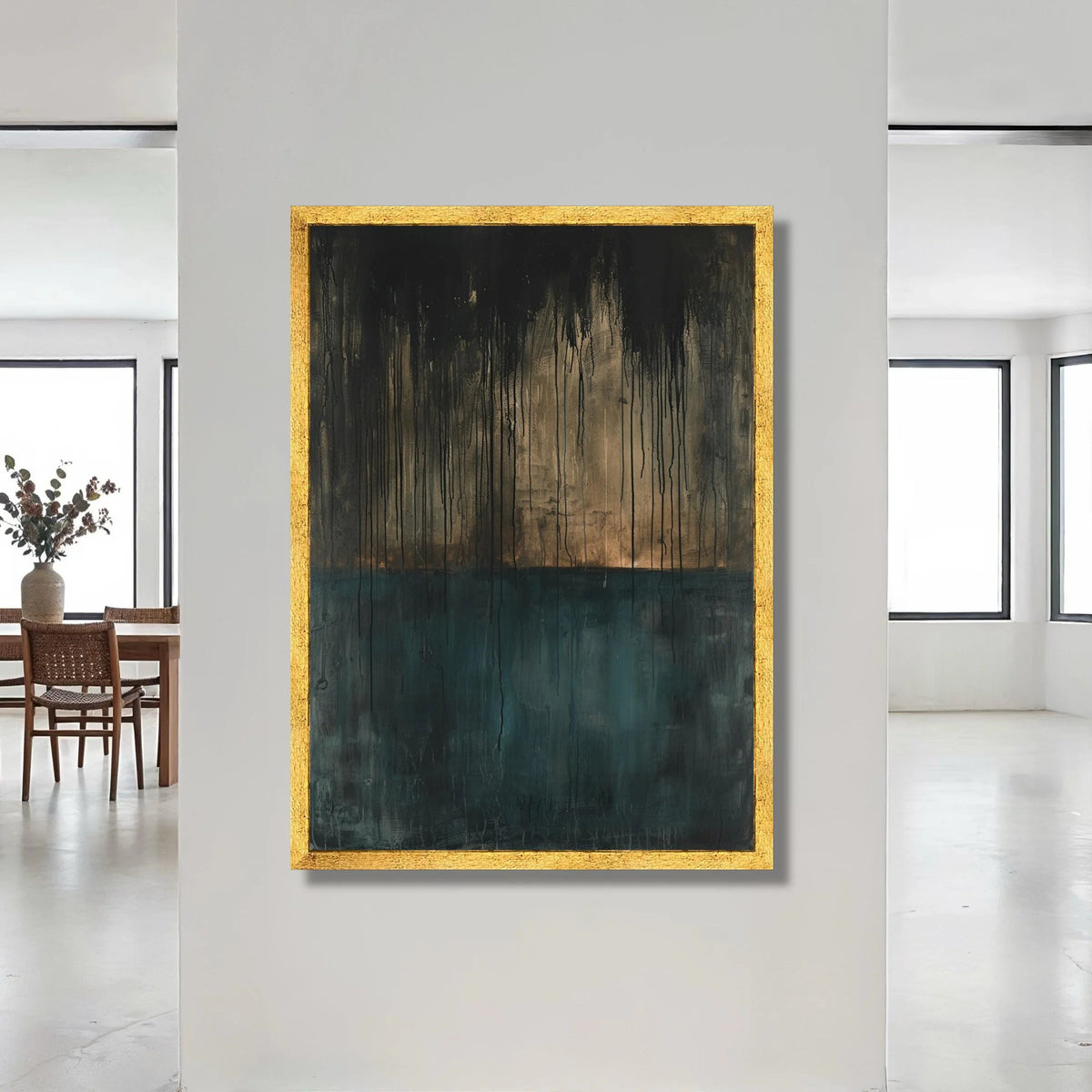 Moody Abstract Drip Canvas, Dark Gradient Wall Art, Modern Contemporary Canvas, Atmospheric Home Decor, Ready to Hang Canvas Print Art
