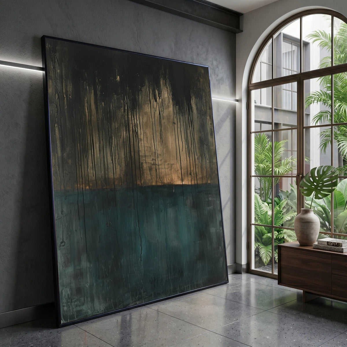 Moody Abstract Drip Canvas, Dark Gradient Wall Art, Modern Contemporary Canvas, Atmospheric Home Decor, Ready to Hang Canvas Print Art